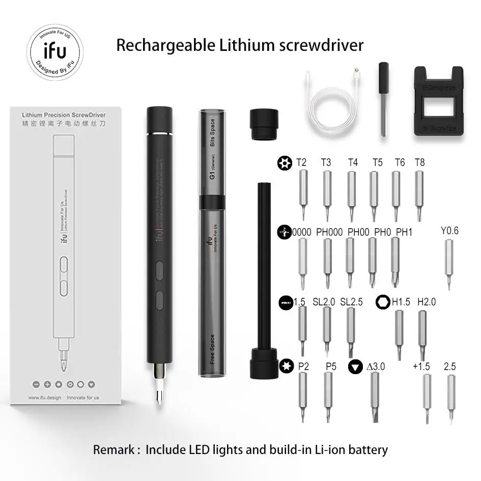 Электрическая отвертка USB порт для зарядки с насадками мини прецизионная