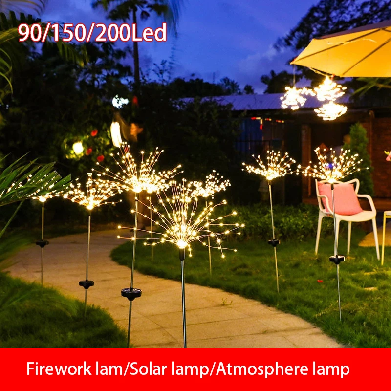 

Solar fireworks atmosphere light flash string 90/150/200LED waterproof garden Christmas decoration