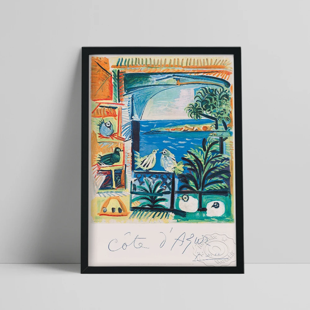 

Pablo Picasso Exhibition Poster, Picasso Cote D'Azur Oil Painting, Spain Vintage Travel Wall Art, Seaside Scenery Wall Stickers