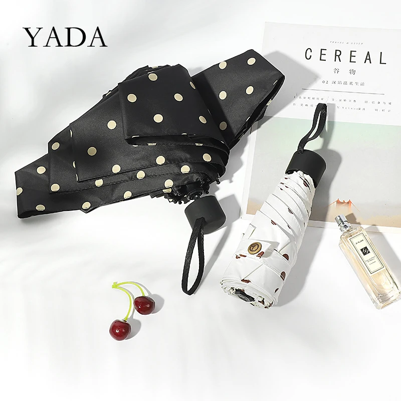 

YADA 2020 Ins Lovely Dot Simple Light Mini Small Umbrella Five Pocket Folding Umbrella For Women Girl UV Umbrella Fold YD200201