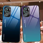 Градиентный чехол из закаленного стекла для Xiaomi Redmi Note 10S 10, силиконовый мягкий чехол с рамкой, жесткий стеклянный чехол-накладка для Redmi Note 10 4G