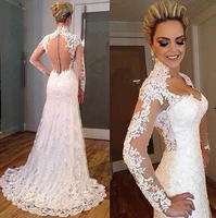 african luxury beading mermaid wedding dress long sleeve appliques white wedding gowns plus size black bride vestido de noiva