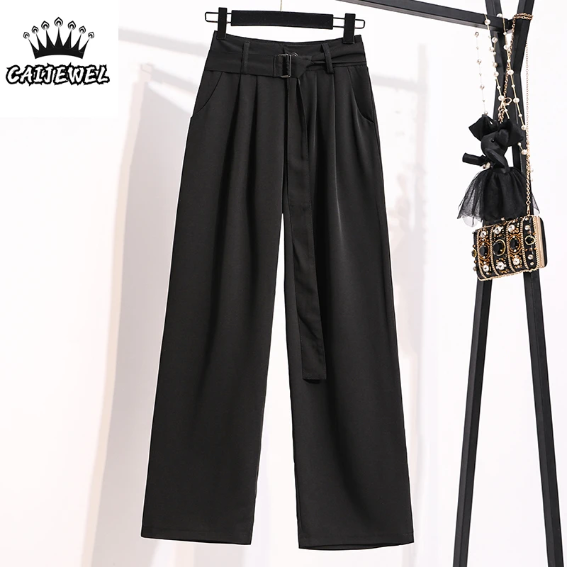 

Women Chic Office Wear Straight Pants Black High Waist Ladies Trousers Plus Size Baggy Korean Fashion 2022 Autumn Oversize Pants