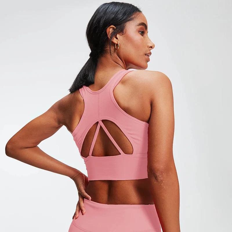 Бесшовный Женский спортивный бюстгальтер на бретельках со съемными чашечками