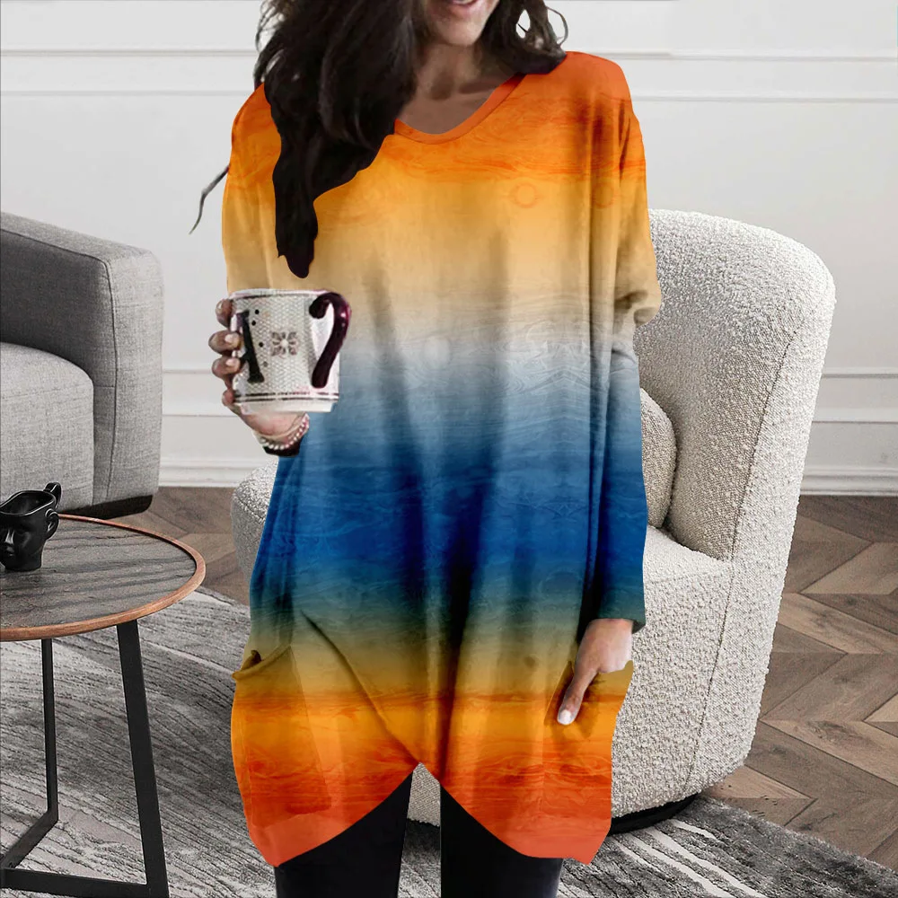 

Tie-dye Graffiti Tshirt 90s Female V-Neck Long Slit Women Tshirt 2021 Hot Sale Harajuku Streetwear Fashion Clothing Plus Size