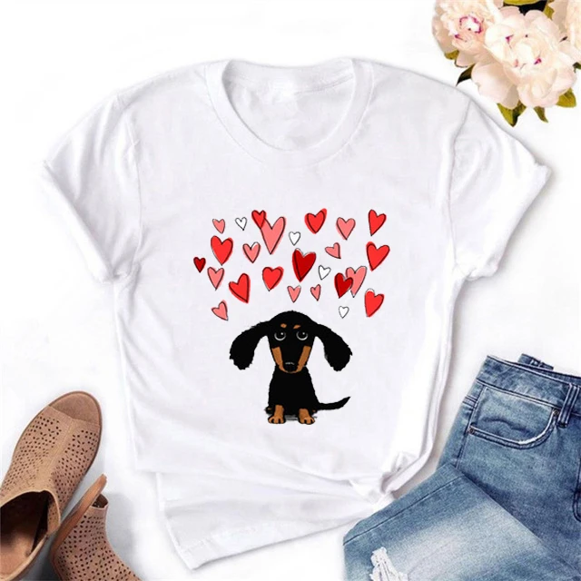 

New 2021 Kawaii Cute Animal head bowknot Fashion Print Women Tshirt Harajuku Korean Female Tees Funny Femme White o-neck Tops