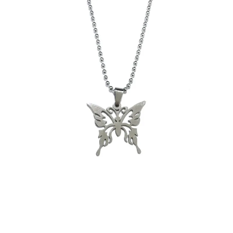 

Necklace ladies 2020 fashion butterfly pendant stainless steel necklace hip hop punk pendant women's necklace accessories
