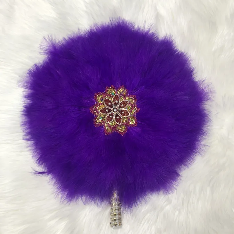 2pcs African Grey Turkey Feather Hand Fan Handmade Fans for Dance Wedding with Stones Double-sided Fan-30 | Дом и сад