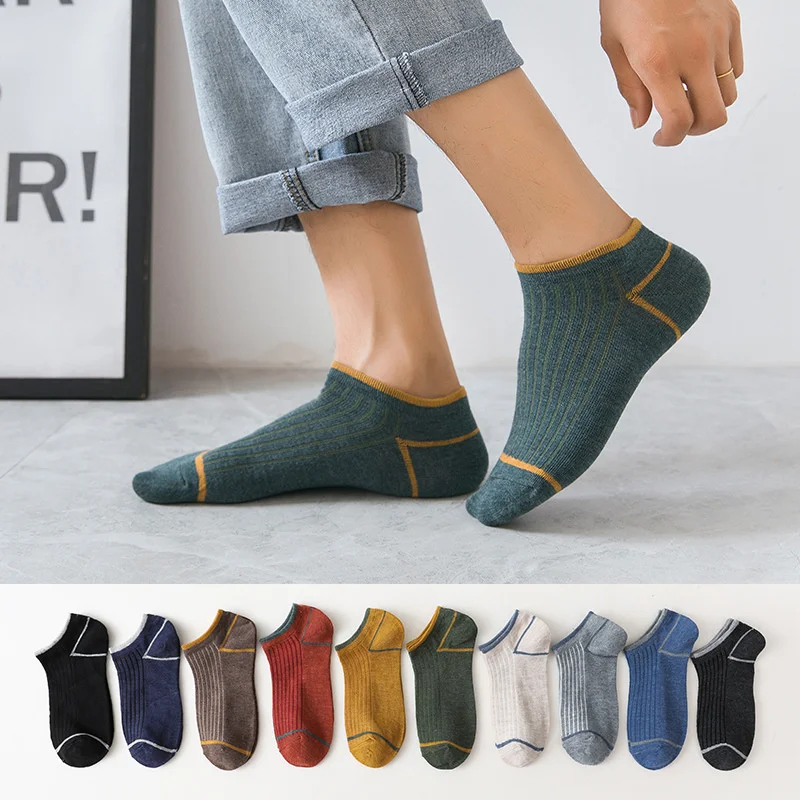 

Spring New Boat Socks Socks Men's Pure Cotton Short Tube Men's Socks Striped Breathable Absorbent Cotton Socks Breathable Socks