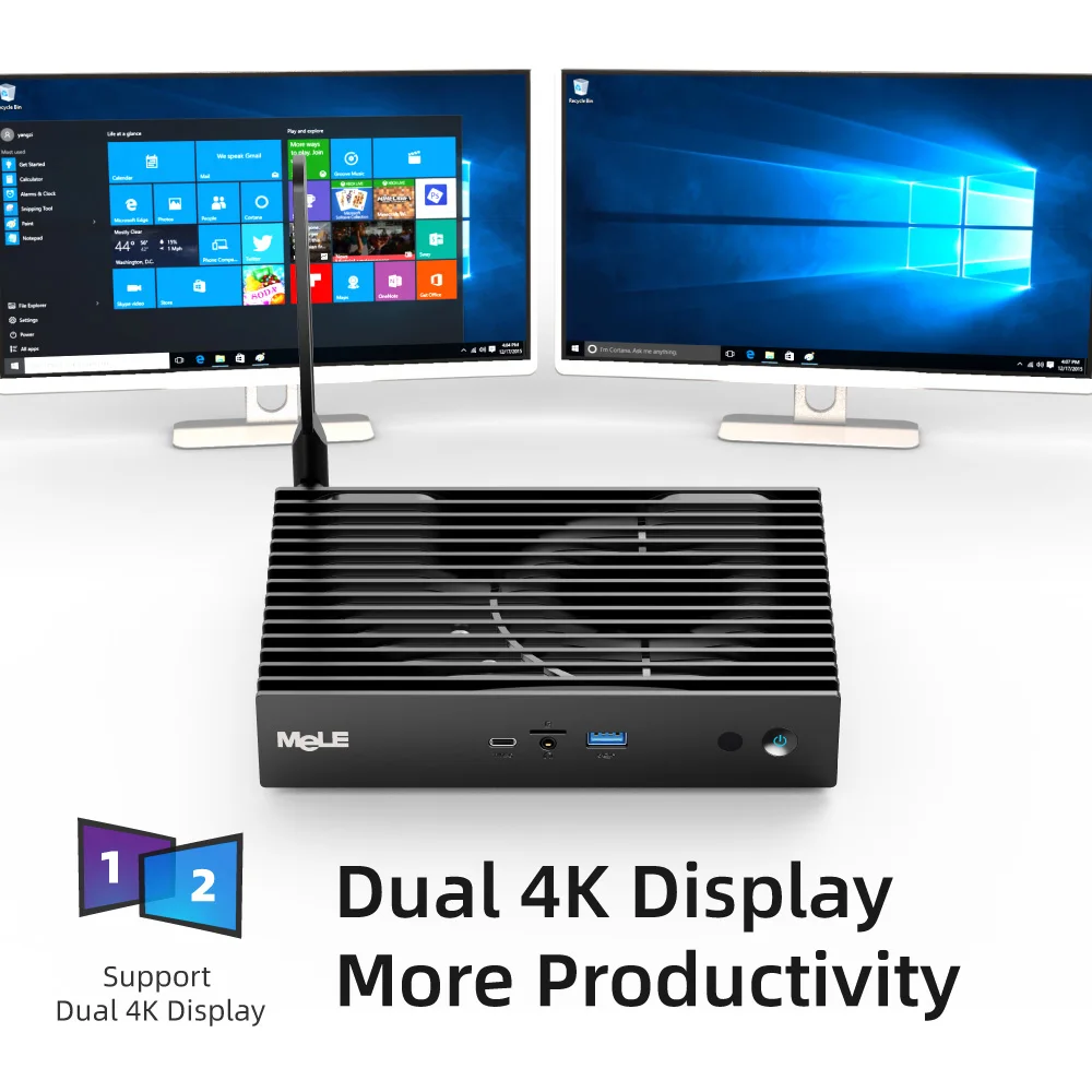 Четырехъядерный процессор Intel Celeron J3455 4 ядра 6 ГБ 128 безвентиляторный мини ПК с Windows