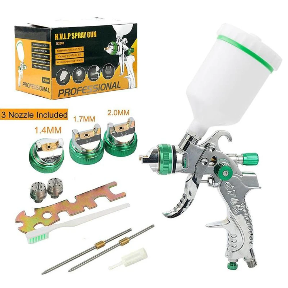 

1.4/1.7/2.0mm Nozzle HVLP Spray Gun Mini Air Painting Airbrush Car Spraying Gun 600cc Automotive Furniture Painting Spot Repair