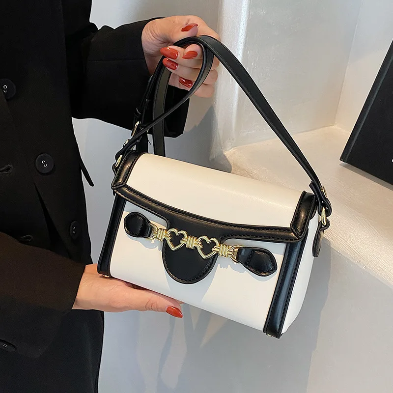 

Дизайнерская роскошная сумка контрастных цветов для женщин, модная Высококачественная сумка через плечо из искусственной кожи, трендовая ...