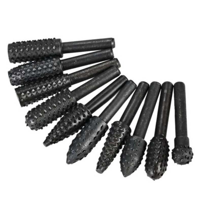

10pcs Steel Rotary Burr Set 3mm Shank Wood Rasp Drill Bit Home Tool DIY Durable