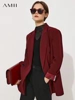 amii minimalism womens blazer fashion notched coats and jackets elegant office lady loose business suit coat female 12120062