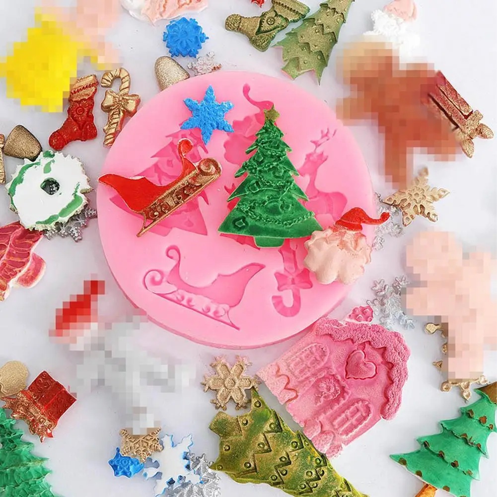 

Cartoon Pattern 5 Styles Christmas Trees Shaped 3D Cake Mold for Kitchen