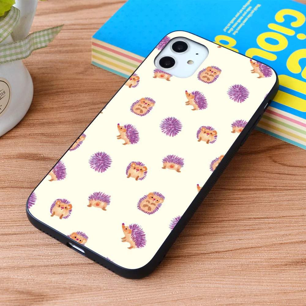 

For iPhone Cute purple hedgehog Soft TPU border Apple iPhone Case