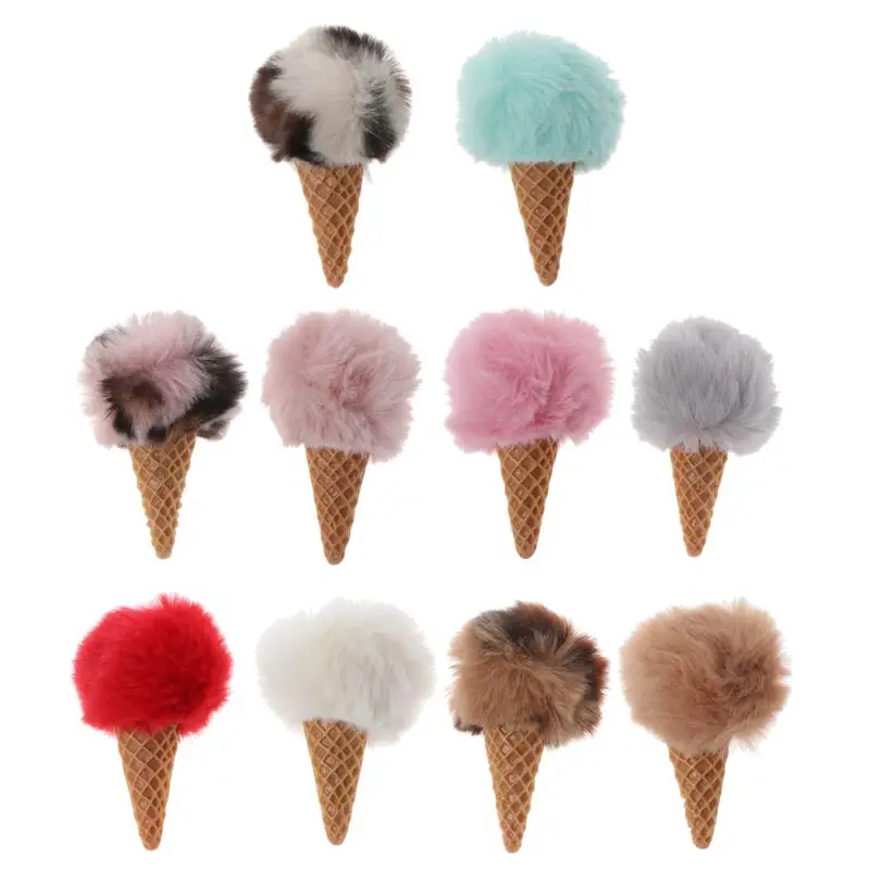 

Newborn Baby Photography Faux Mink Fur Ice Cream Shape Props Tiny Baby Girl Boy Photo Shoot Handmade Props Baby Accessories