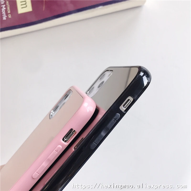 Цветной зеркальный простой чехол s для iphone 11 11Pro Max XR X XS 6 7 8 plus карамельный цвет
