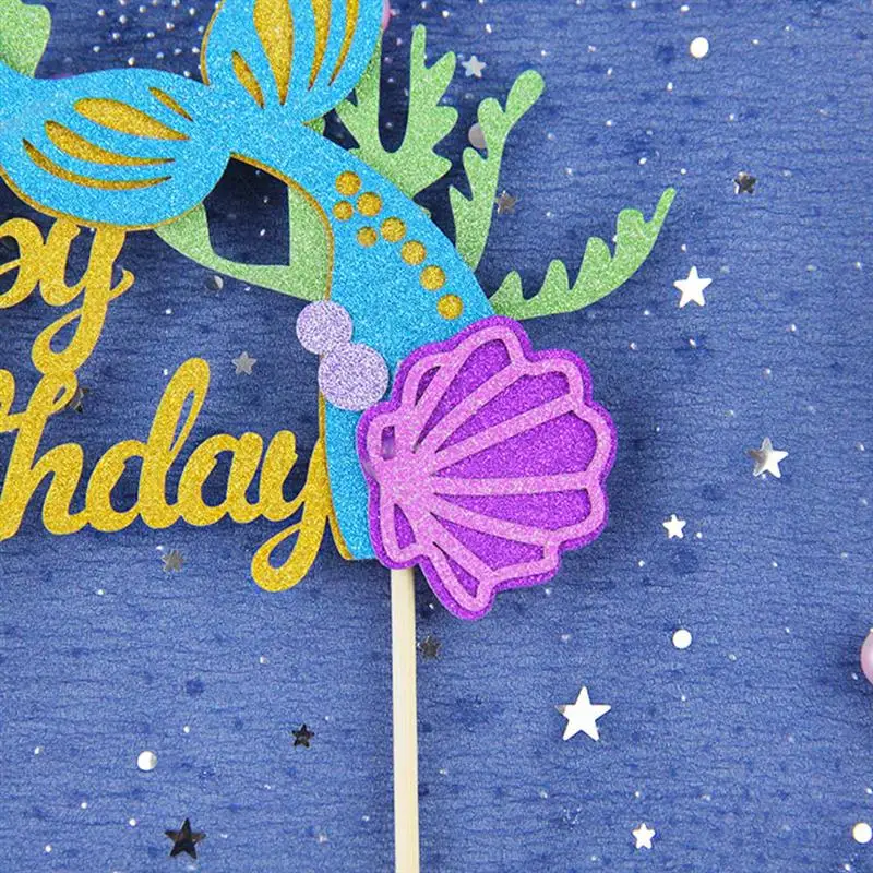 2 шт хвост русалки торт Топпер Сияющий корпус Морская звезда украшения кекс