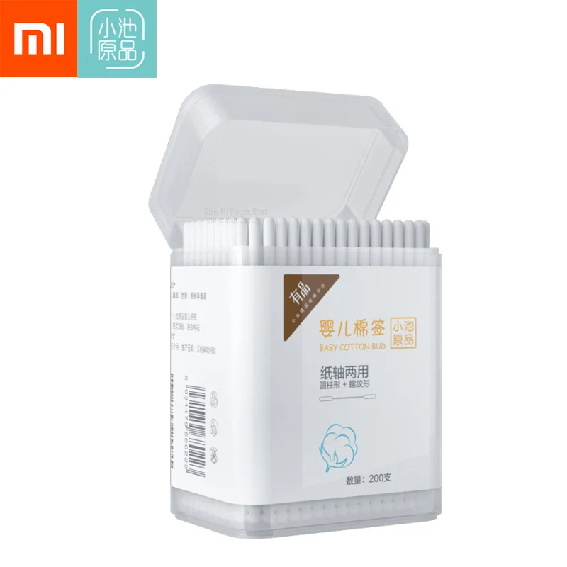 200 шт. ватные палочки для Xiaomi Mijia Бумажные две головы дезинфекции ушей заостренные