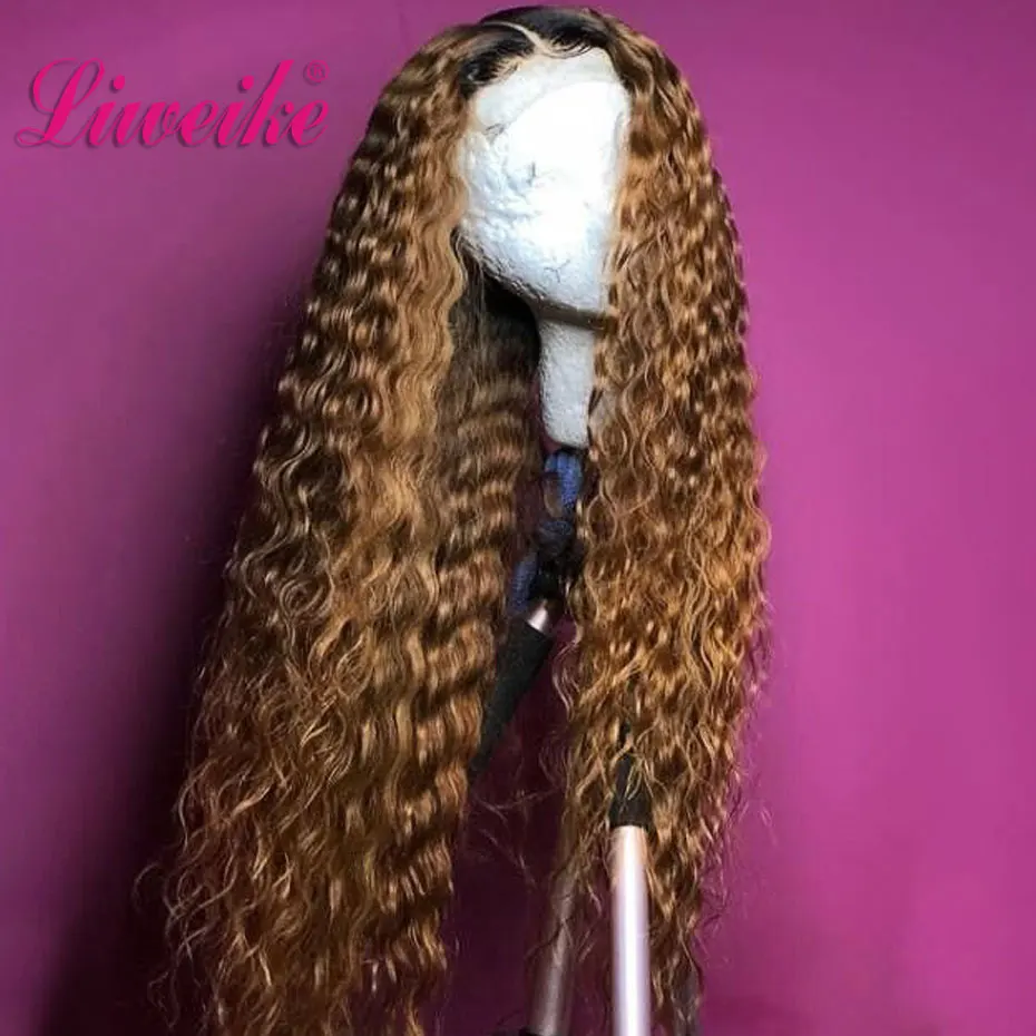 Парик Liweike 1B/30 цветов с глубокой волной свободные передние парики на сетке 13*6