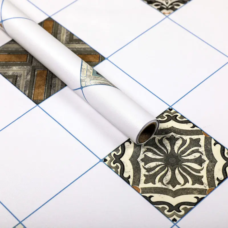 

5mx60cm vinyl Self-adhesive floor wallpaper bathroom waterproof stickers 3d wallpaper floor tiles bedroom kitchen floor non-slip