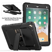 for ipad air 2 case 3 layer heavy duty rugged shockproof silicone strap kickstand case for ipad air 2 9 7 2018 2017 cover