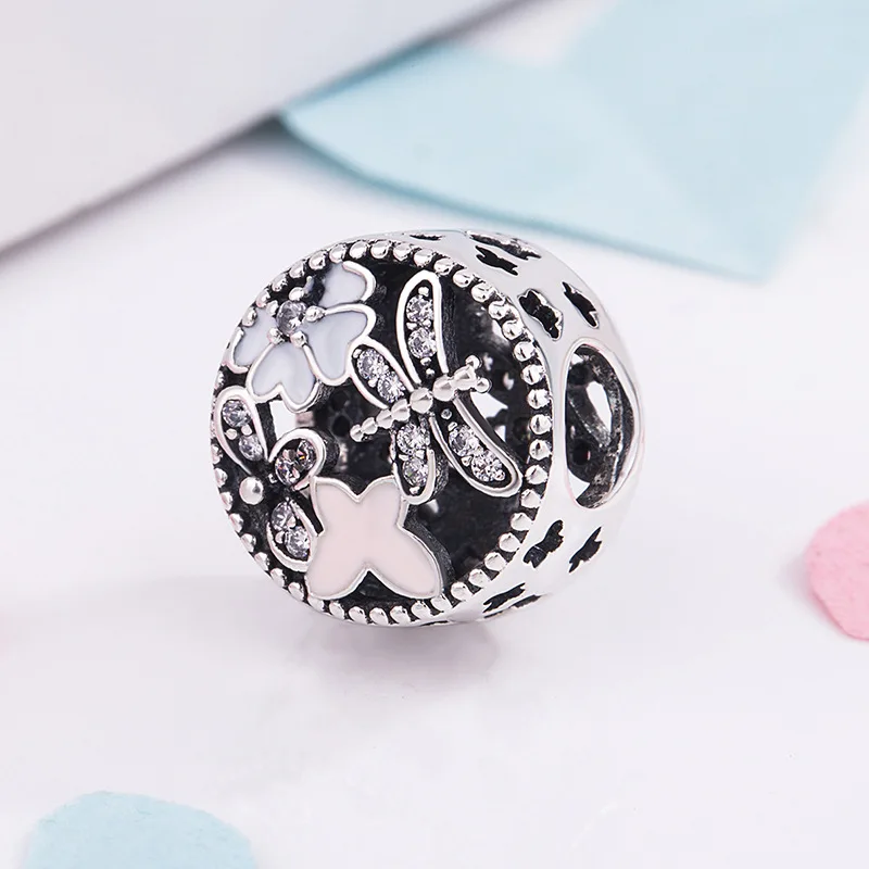 

Genuine 925 Sterling Silver Bead Charm Vintage Openwork Springtime Beads Fit Women Pan Bracelet & Necklace Diy Jewelry