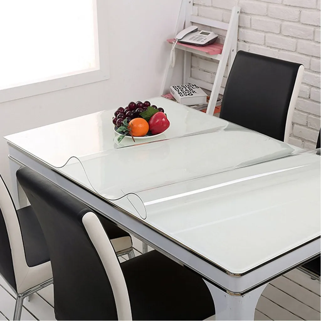 Tablecloth Covers 1.5mm PVC Transparent Protector Desk Pad Soft Glass Dining Table Cover Heavy Duty Plastic Mat | Дом и сад