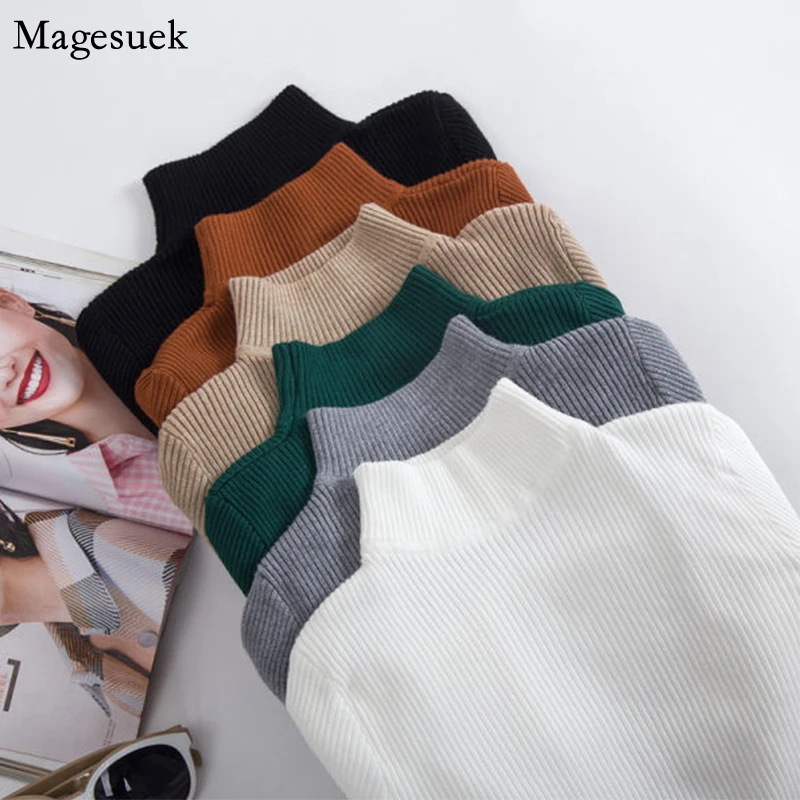 

New 2021 Autumn Winter Turtleneck Slim Sweater Women Long Sleeve Knitted Sweater Casual Pullovers Sweaters for Women 10643