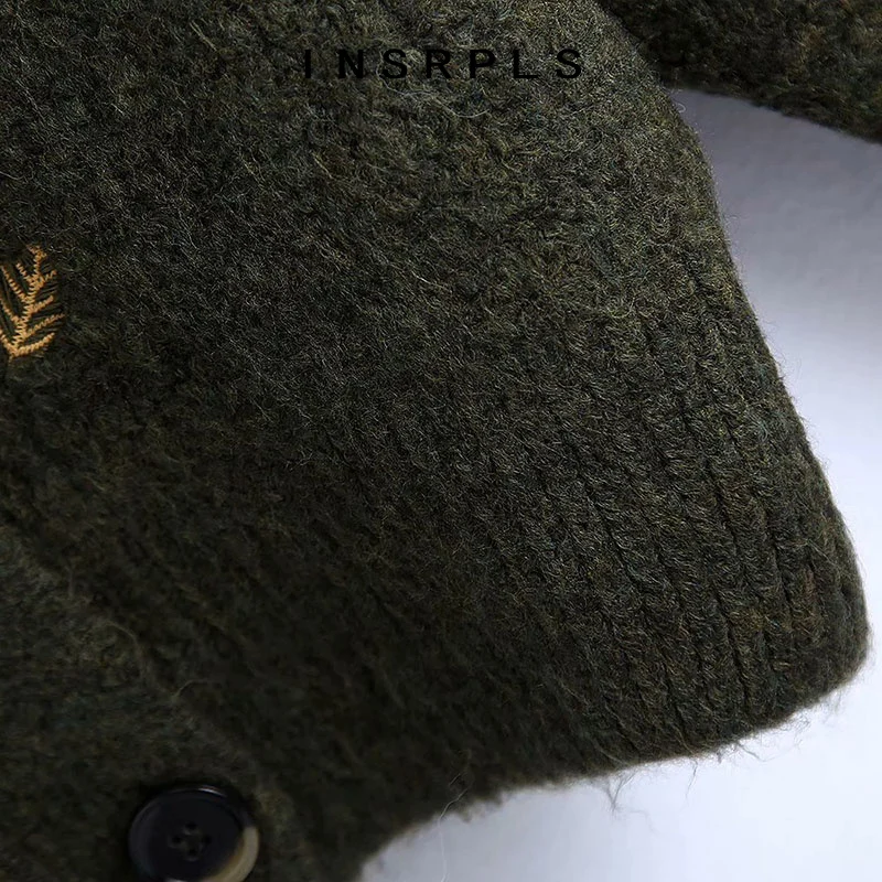 

INSRPLS Women Fashion Floral Embroidery Knitted Cardigan Sweater Vintage Long Sleeve Button-up Female Outerwear Chic Tops