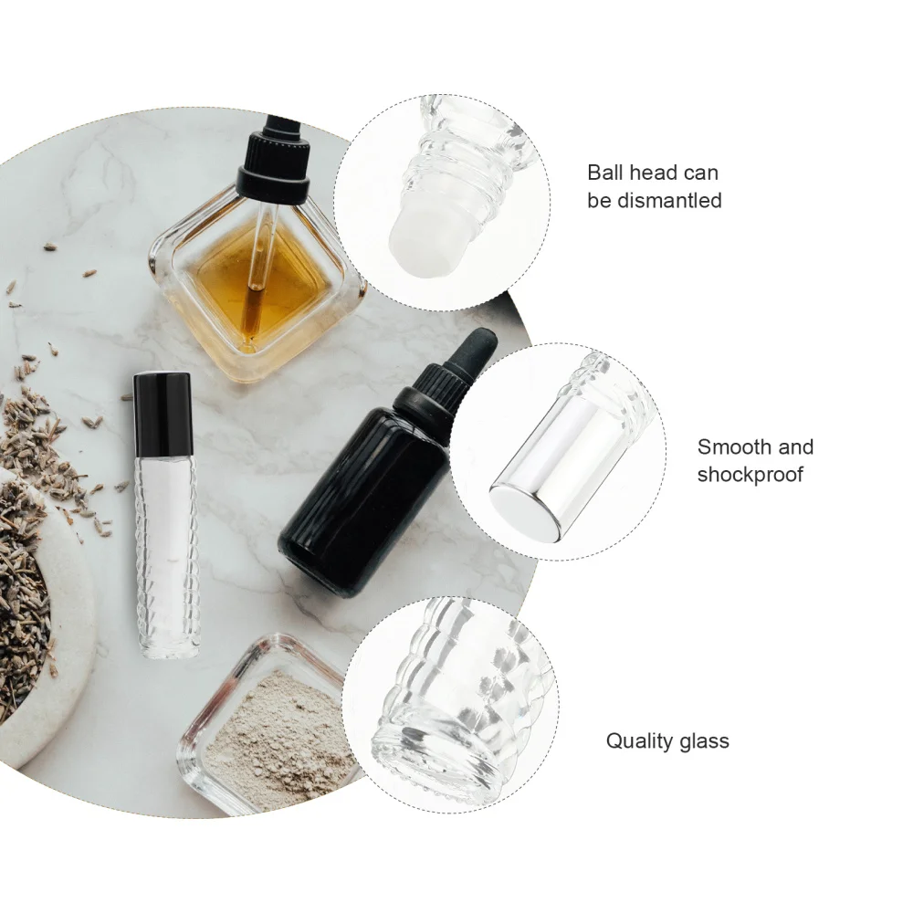 

12pcs 5ml Refillable Glass Roll On Bottles Essential Oil Roller Bottles