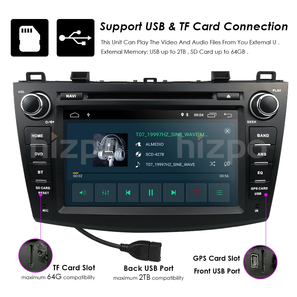 4G WIFI 2GB RAM Android9.0 Quad Core Car DVD Player GPS Navi Stereo Radio for MAZDA3 MAZDA 3 2010 2011 2012 2013 TPMS DAB DVR BT