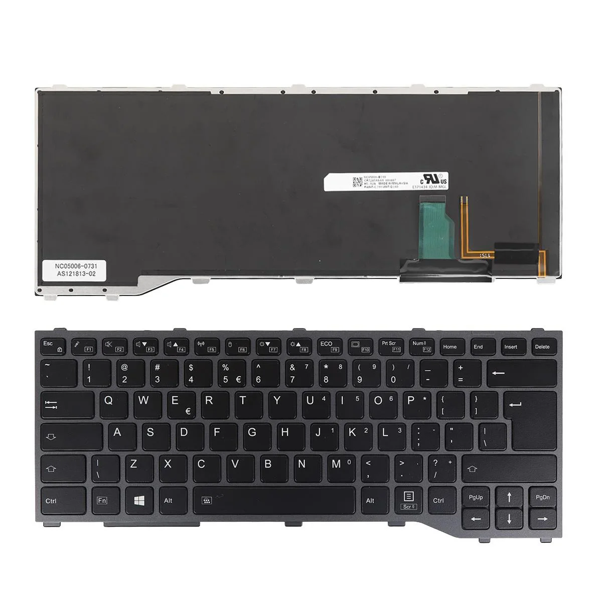 

US UI US-International New Keyboard for Fujitsu Siemens Lifebook T937 T938 Laptop with Backlit Frame Big Enter Key