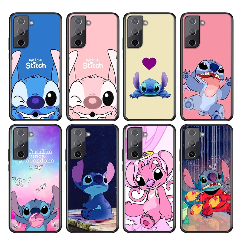 

Disney Cute Lilo Stitch For Samsung Galaxy S21 S20 FE S10e S10 S9 S8 S7 S6 Ultra Plus Lite 5G Edge Black Soft Phone Case