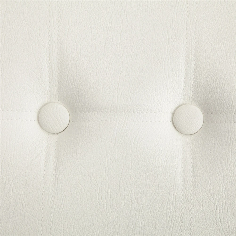 

Practical PVC Leather Rectangle Shape with Leather Button Footstool Large Size white