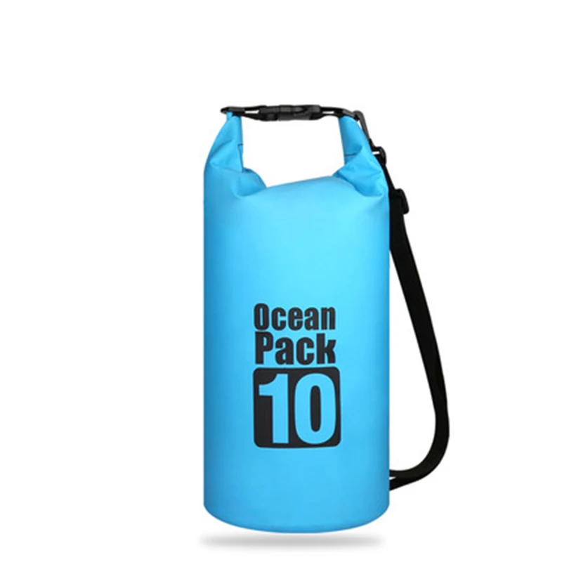 10L Blue 5L/10L/15L/20L/30L открытый плавательный водонепроницаемый мешок пакет ПВХ брезент Кемпинг рафтинг хранения сухой мешок с регулируемым ремешком крюк - Цвет: 10L Blue