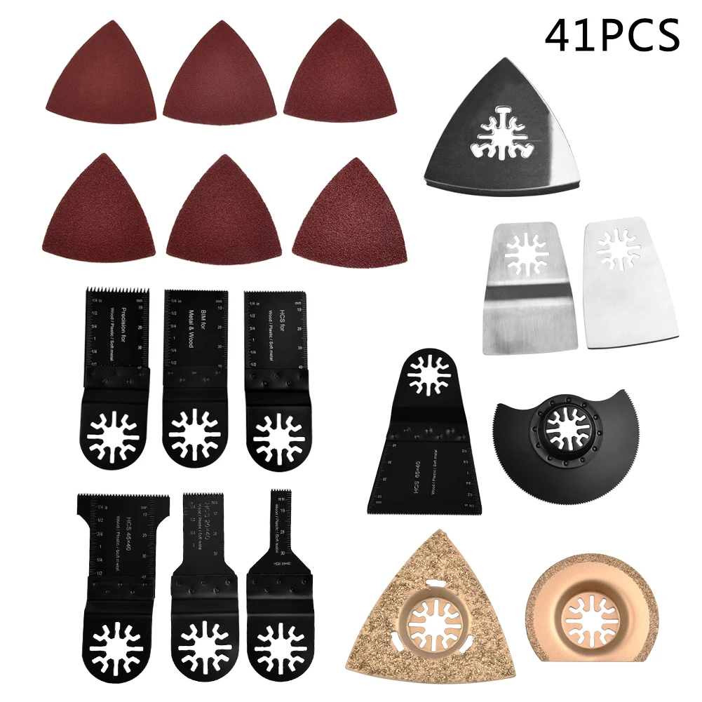 

41pcs Oscillating MultiTool Bi-Metal Saw Blades For Demolition Plumbing Remodeling Power Wood Cutting For Fein Bosch DeWalt