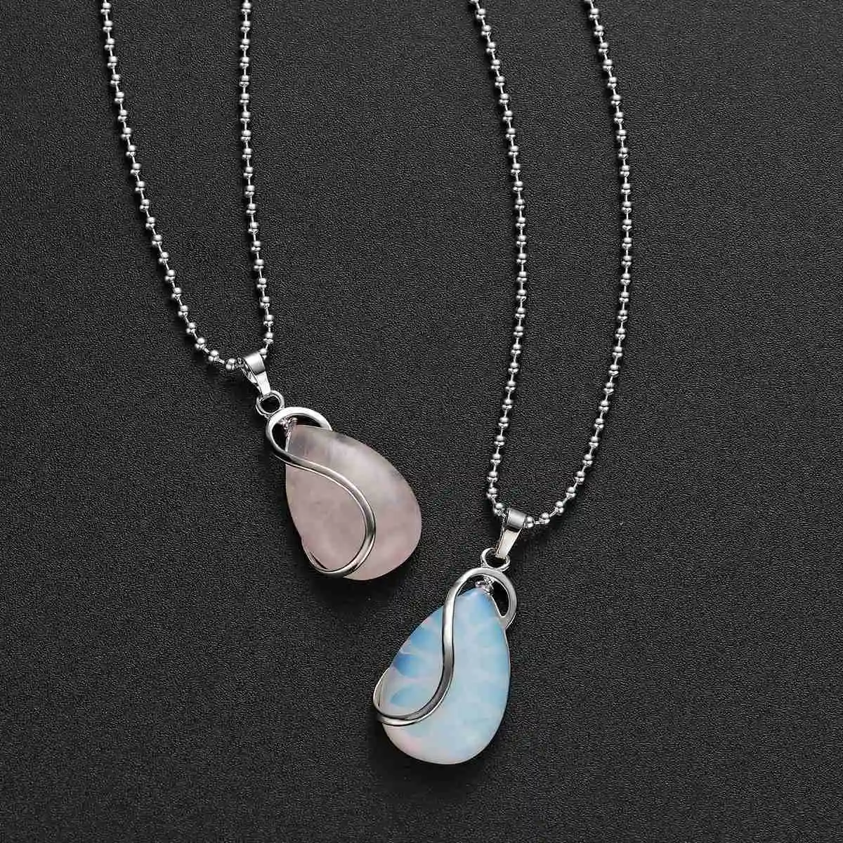 SEVENSTONE женский кулон ожерелье рейки натуральный камень ангел капли воды S