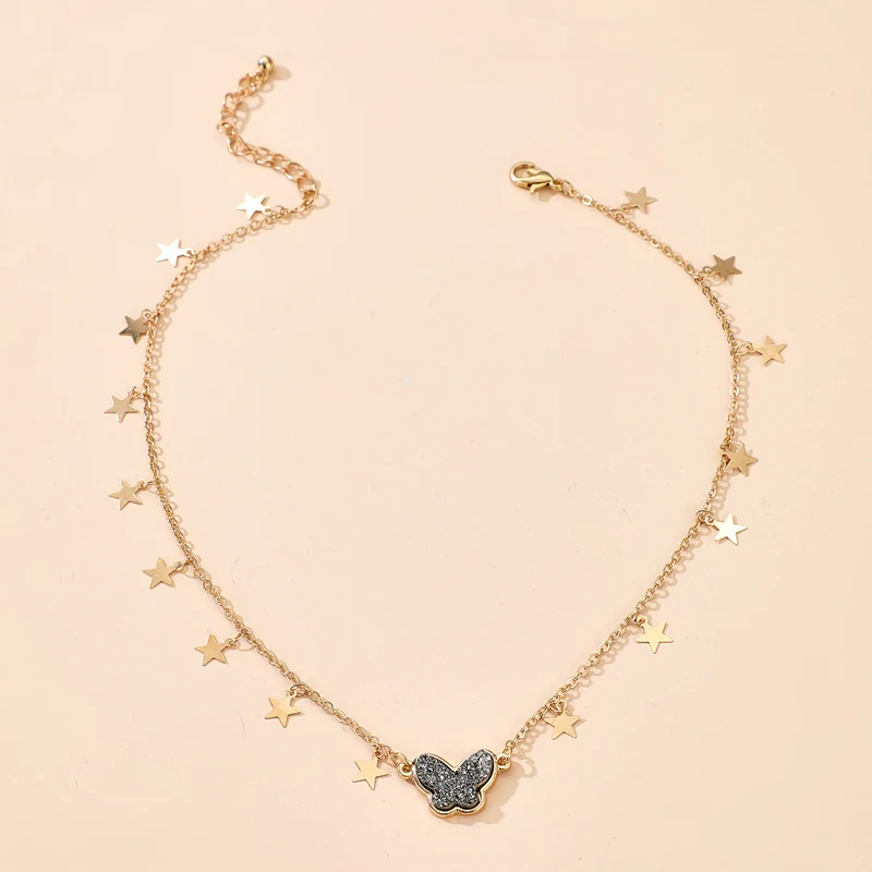 Tocona очаровательные блестящие стразы цепь с плетением бабочка чокер ожерелье для