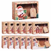 36912pcs kraft paper candy boxes merry christmas cookie gift box clear window packaging bag party favor new year decoration