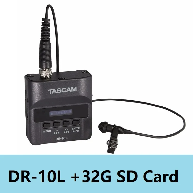 DR-10L and 32G card Tascam DR-10L цифровой аудио рекордер с петличный микрофон, двойной записывающий Карманный регистратор для кинематографиста, видеографа, свадьбы - Цвет: DR-10L and 32G card