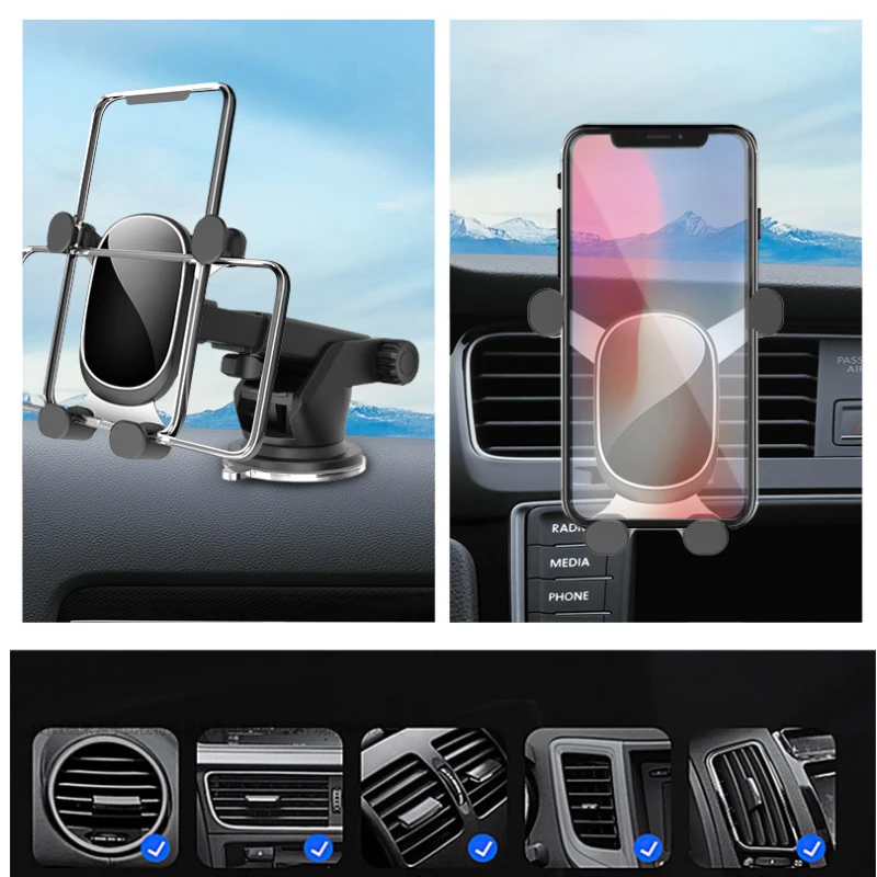 

Gravity Car Phone Mount Air Vent Stand Universal Vehicle Cellphone GPS Cradle Compatible with iPhone Samsung Huawei Xiaomi HTC