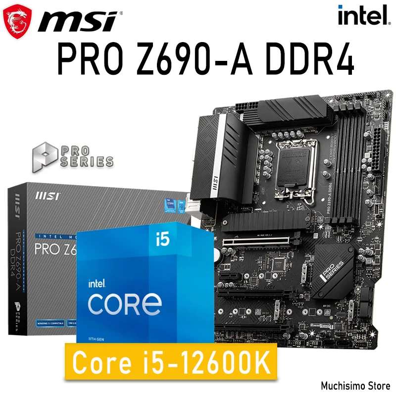 

Socket LGA 1700 MSI PRO Z690-A DDR4 + Intel Core i5 12600K Motherboard Bundle Intel 12th-Gen CPU Combo 1700 Z690 Placa-mãe New