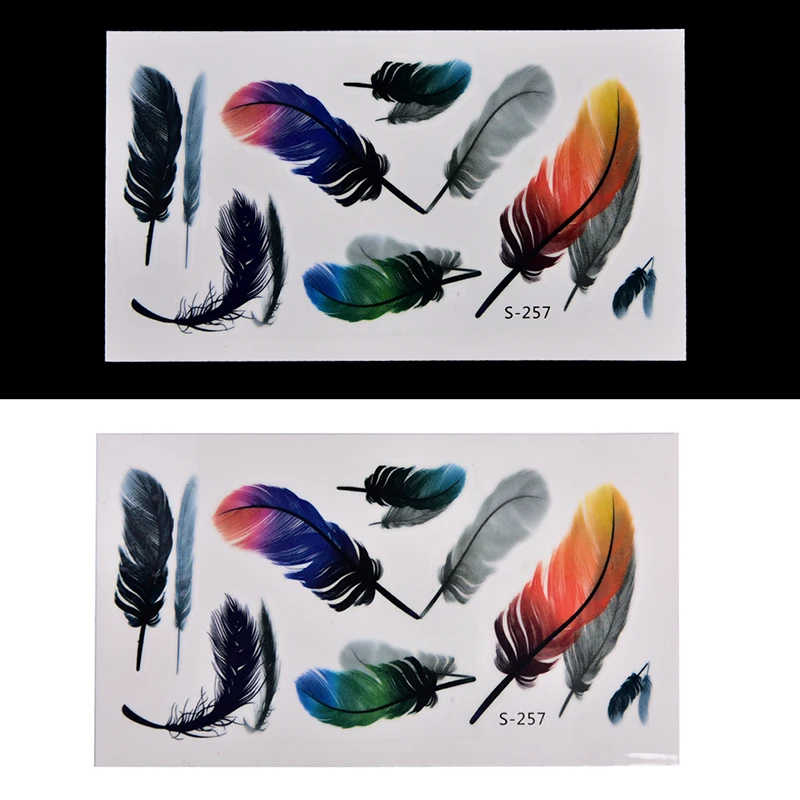 

Colorful Small Feathers Henna Fake Tattoo Paste For Women Tattoo Sleeve Transfer 3d Waterproof Temporary Tatoos Sticker For Body