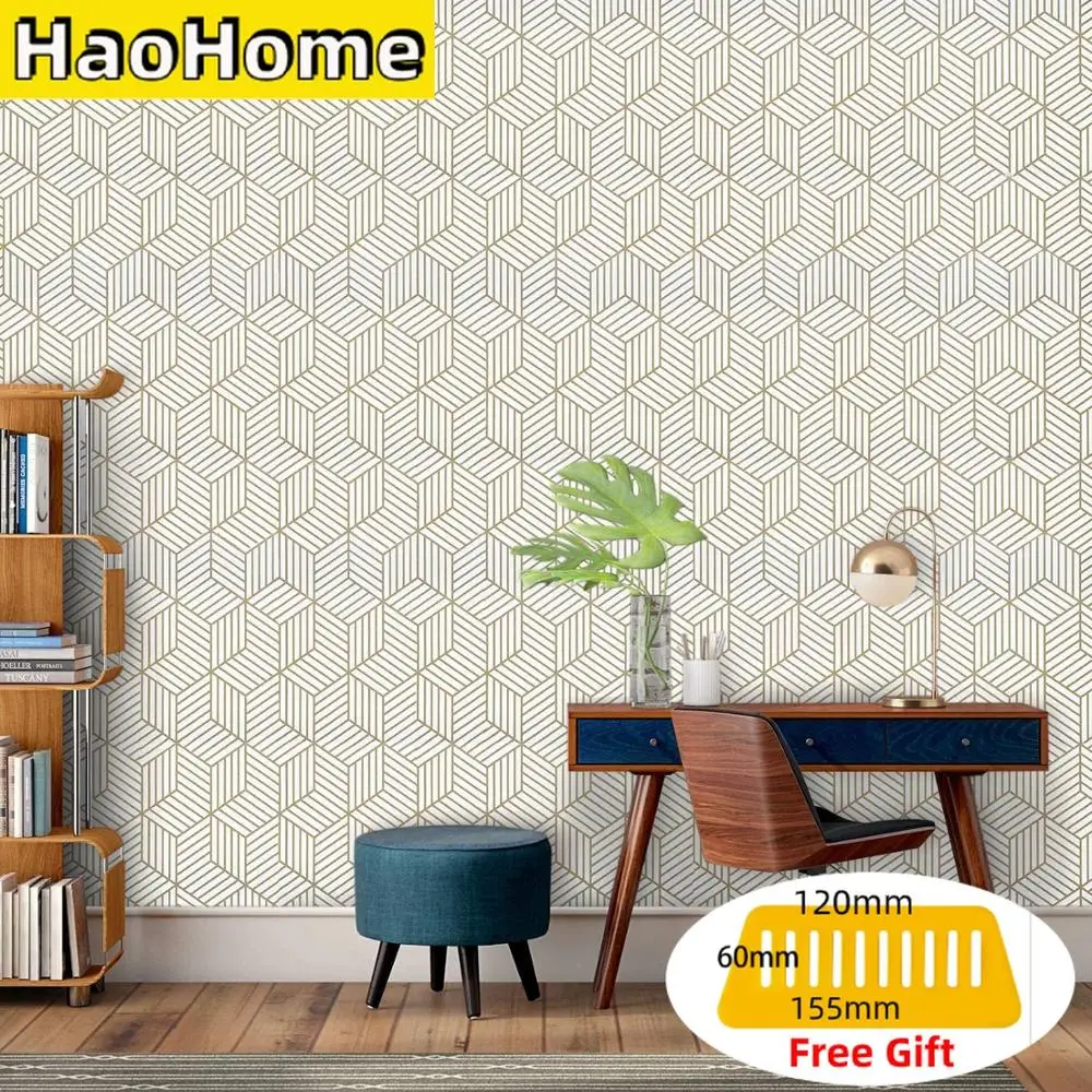

HaoHome Hexagon Contact Paper Removable Peel and Stick Wallpaper Self Adhesive Film For Living Room Bedroom Wall Decor