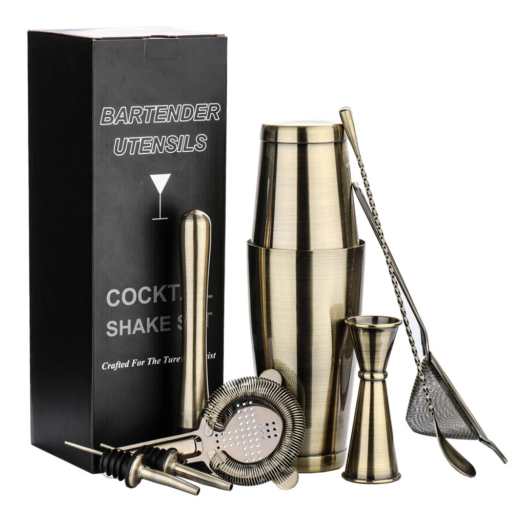 

8pcs Boston Shaker Cocktail Mixer Home Bar Stainless Steel Bartender Tools Kit