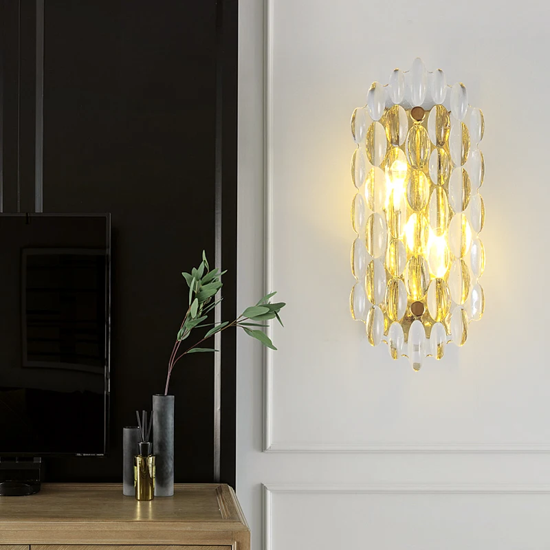 Современная хрустальная настенная лампа FKL прикроватная для спальни коридора