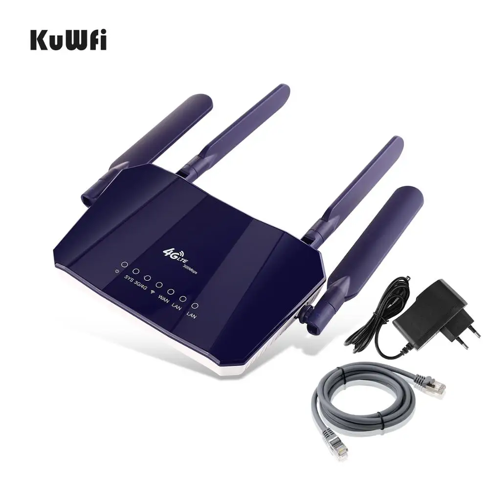 KuWFi 4G LTE CPE беспроводной маршрутизатор 300 Мбит/с внутренний роутер 4 шт. антенны с