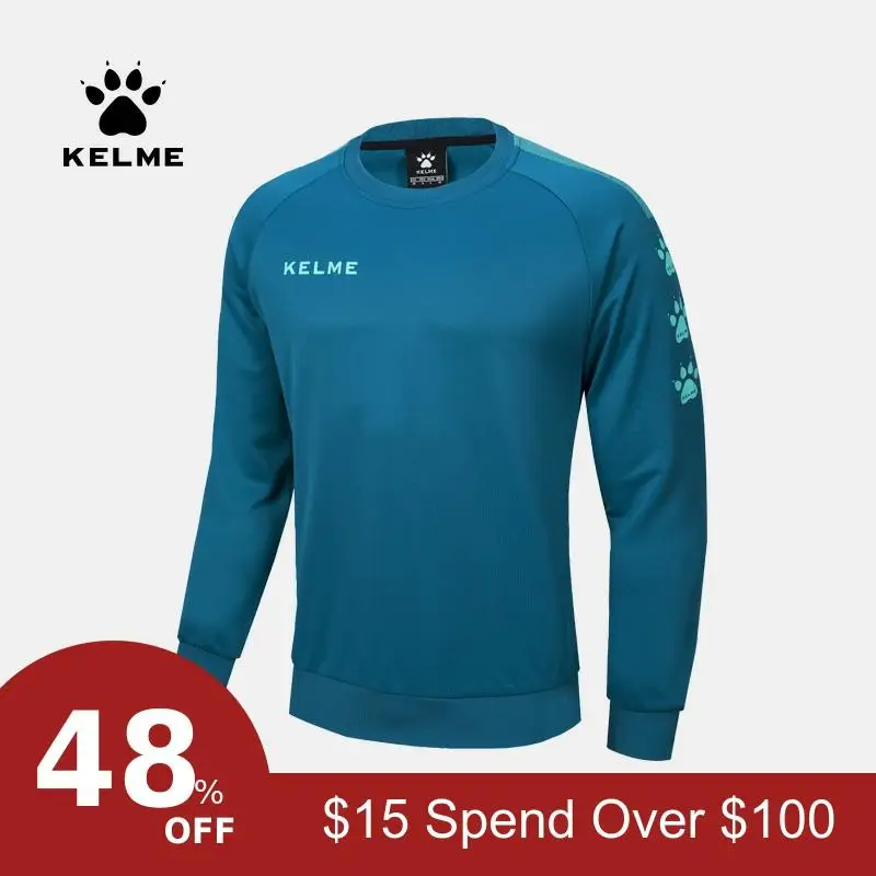 KELME, мужская спортивная толстовка с вырезом лодочкой, большой размер, длинный рукав, Повседневная Толстовка, тренировочный свитер, 3891370